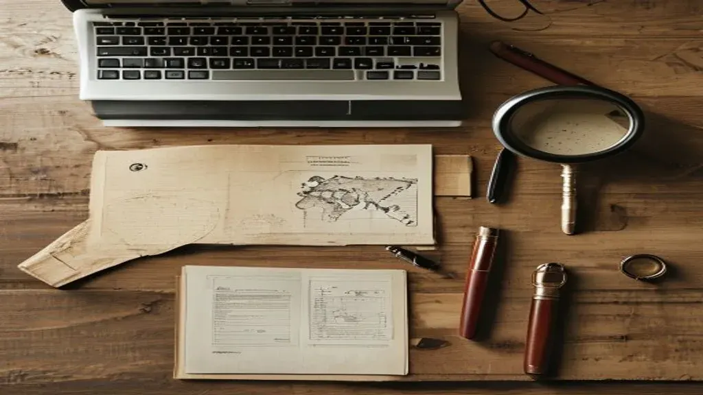 Editorial desk scene for the bali property investment guide for foreigners with legal documents, a laptop showing a Bali property map, and a fountain pen in natural light