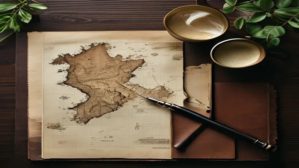Minimal editorial composition of a magnifying glass over a Bali map, framing the question of the safest area to buy property in bali