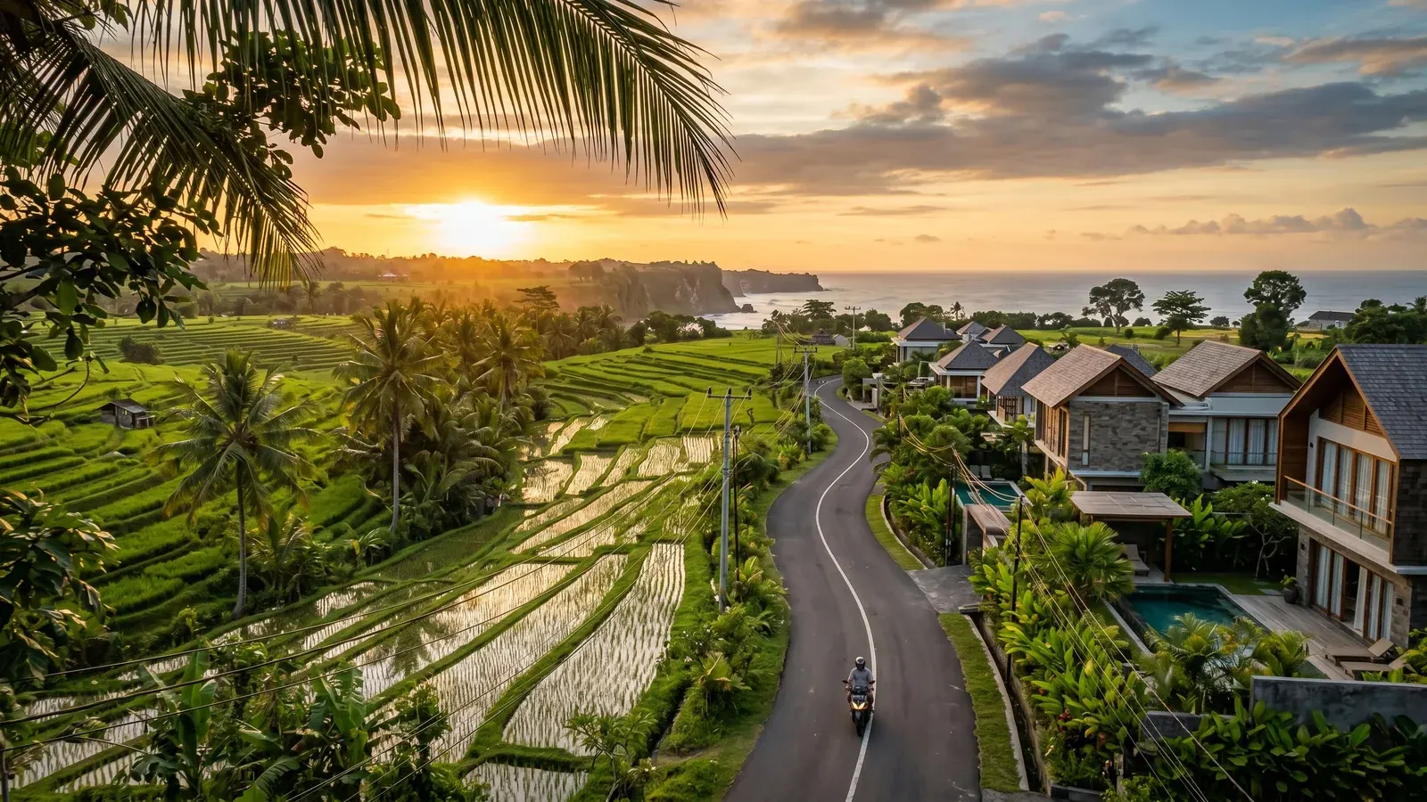 Editorial view of the Tibubeneng corridor in Bali illustrating tibubeneng bali property investment 2026
