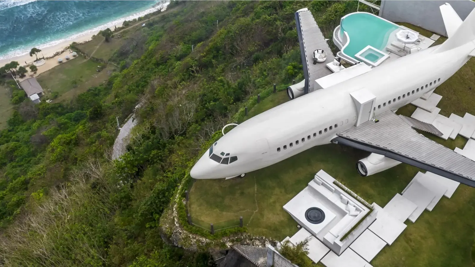 Private Jet Villa – Boeing 737 на скале Нянг-Нянг в Улувату, Бали, вершина рынка вилл острова